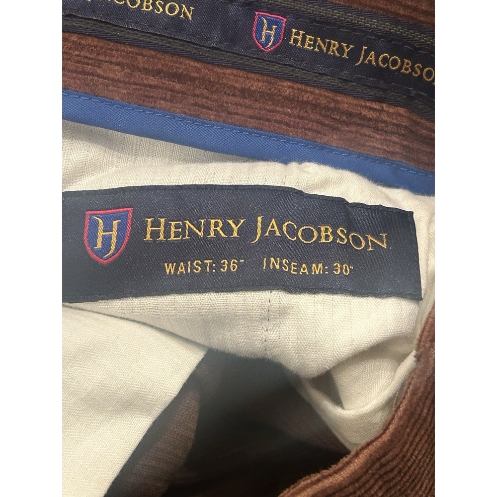 Henry Jacobson Cuffed Bottom Men's Brown Corduroy Pants Size 36x30 NWT MSRP $110 - Picture 5 of 6